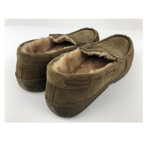 Eddie Bauer Suede Memory Foam Moccasin Slippers Brown Large 9.5-10.5